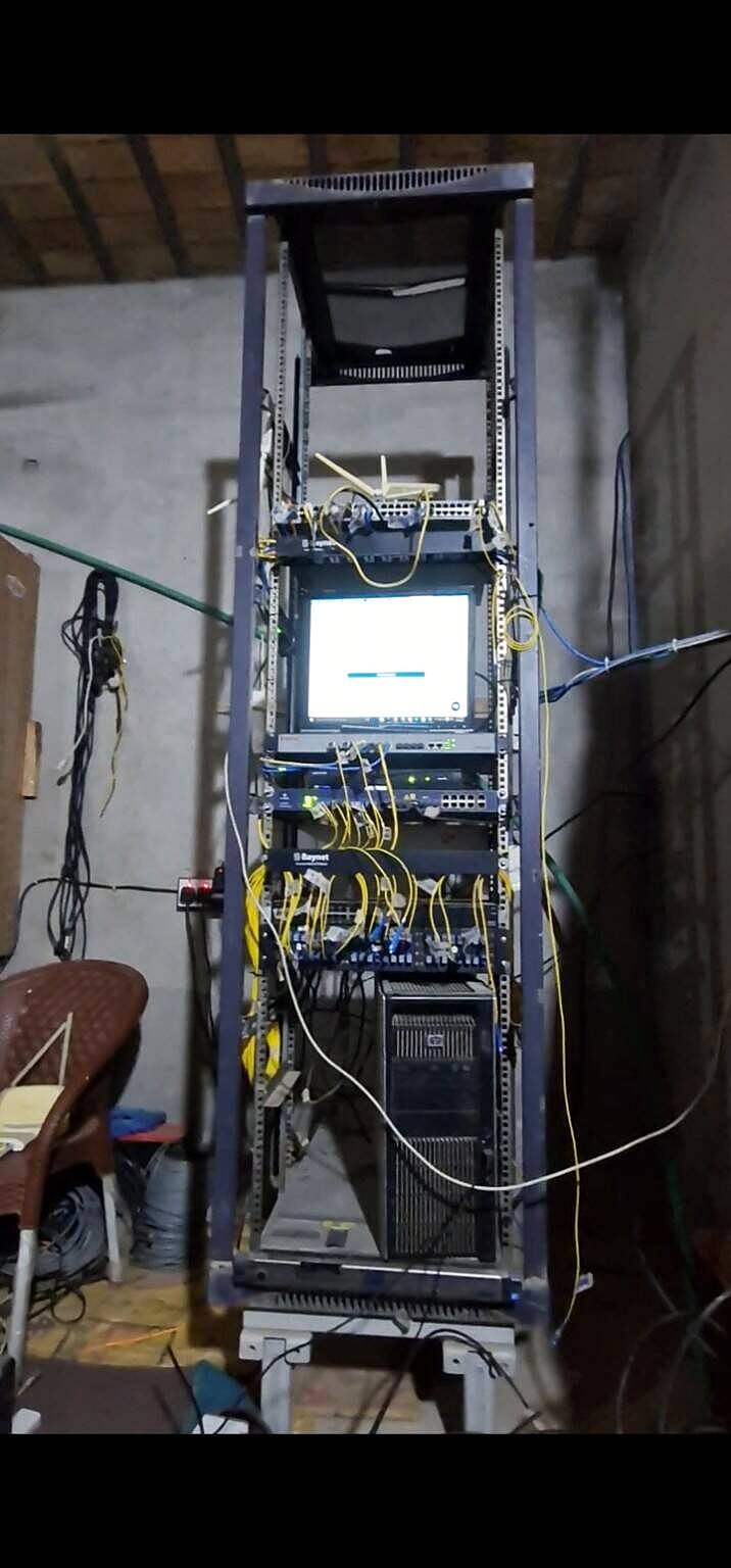 Live network rack with fiber patching at MULTEXPK facility